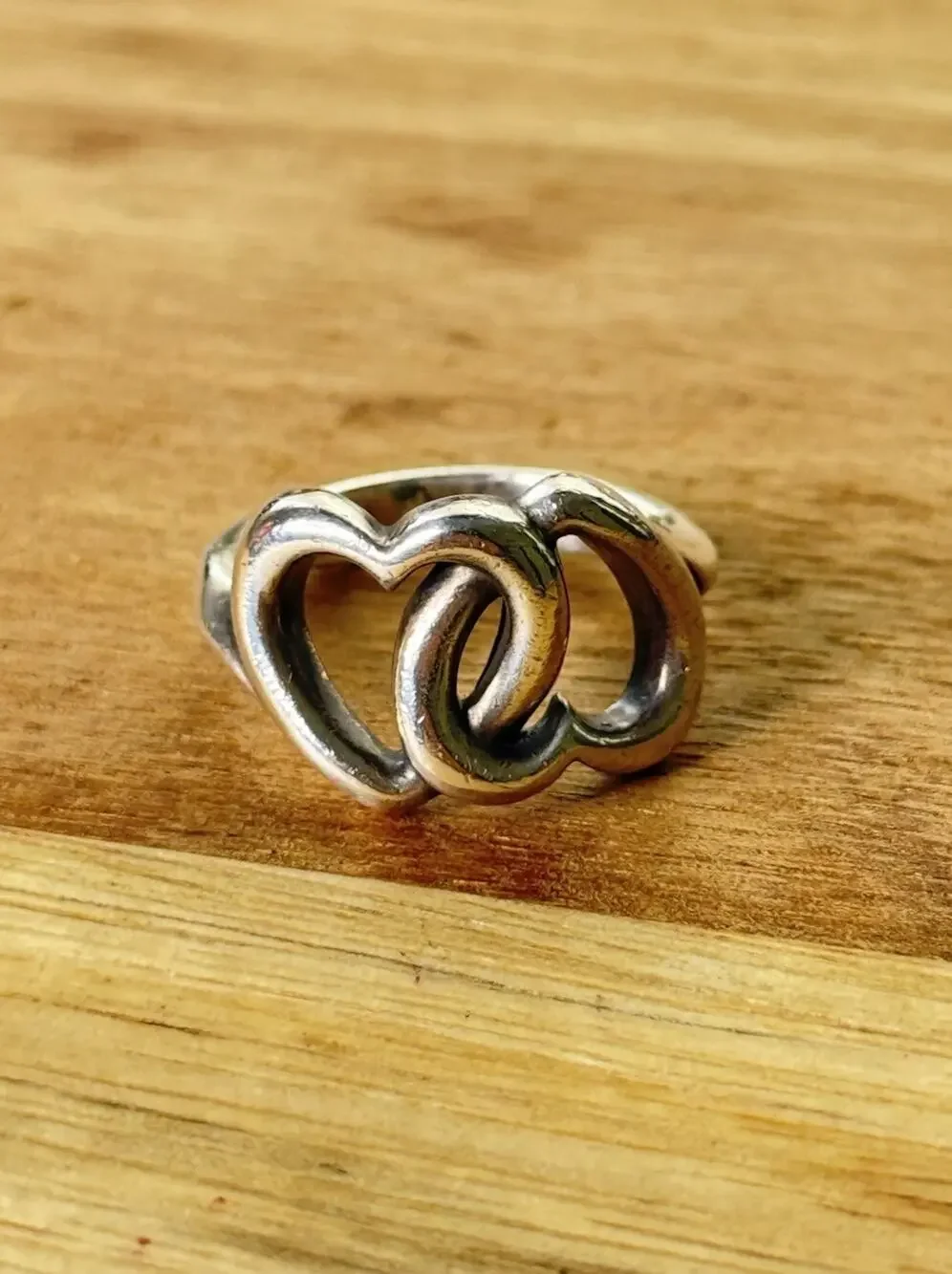 James Avery Retired Sterling Silver Two Hearts Together Ring Size 5.5